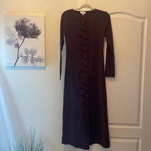 Able Maroon Long Sleeve Ruffle Dress